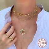 Zircon Star Pendant Necklace 925 Silver Clavicle Chain Women Fine Jewelry