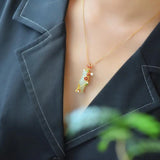Vintage Hetian Jade Plum Blossom Pendant Necklace