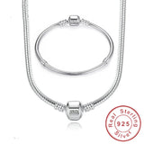 925 Silver Necklace Bracelet Set Bridal Party Women Jewelry