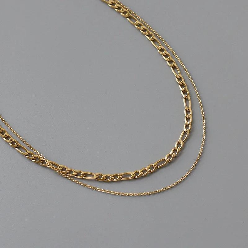 Vintage 18k Plated Double Necklaces for Women and Men