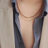 Vintage 18k Plated Double Necklaces for Women and Men