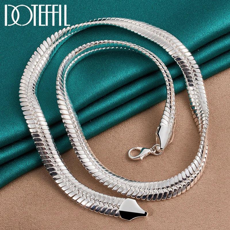 925 Sterling Silver 8mm Side Chain Snake Necklace