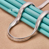 925 Sterling Silver 8mm Side Chain Snake Necklace