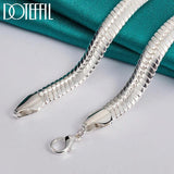 925 Sterling Silver 8mm Side Chain Snake Necklace