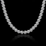925 Stamped Silver 8MM Beads Necklace for Women Men
