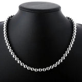 925 Stamped Silver 8MM Beads Necklace for Women Men