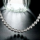 925 Stamped Silver 8MM Beads Necklace for Women Men