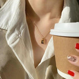 CZ Zircon Lock Necklaces Gothic Female Jewelry