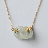 Natural Hotan Jade Interlocking Necklace for Women