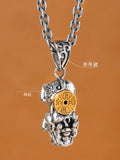 Antique Copper Pixiu Pendant for Men - Vintage Necklace Pendant