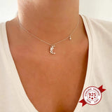 925 Silver Chain Zircon Moon/Sun Pendant Necklace Crystal Chain Jewelry