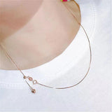 14K Rose Soft Chain Tassel Heart Necklace Ladies Jewelry