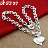925 Silver Double Heart Pendant Necklace 18 Inch Chain Wedding Charm Jewelry