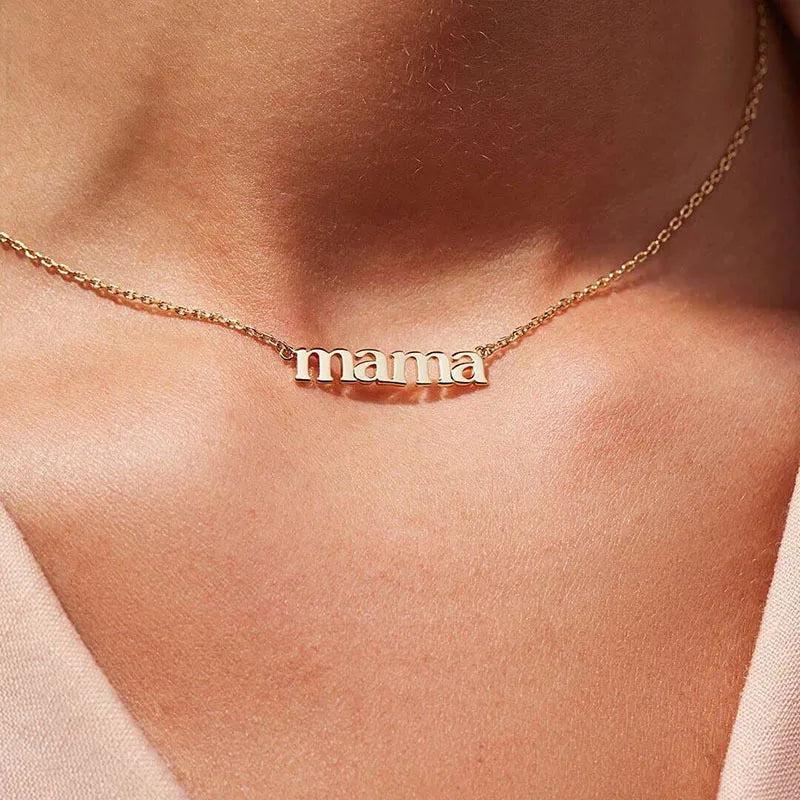 Love for Mom Mama Letter Pendant Necklace 18k Plated Stainless Steel Chains