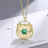 925 Silver Necklace Light Green Crystal Pendant
