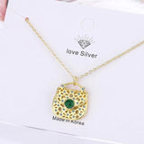 925 Silver Necklace Light Green Crystal Pendant