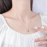 925 Silver Necklace Light Green Crystal Pendant