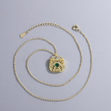925 Silver Necklace Light Green Crystal Pendant