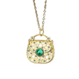925 Silver Necklace Light Green Crystal Pendant