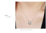 925 Silver Zircon Square Necklace Pendant for Women