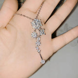 925 Silver Snowflake Tassel Pendant Necklace Women?s Charm Sweater Necklace