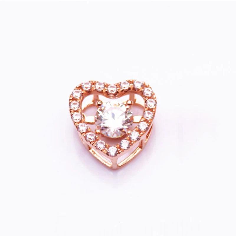 Purple Crystal Heart Pendant Necklace, 14K Rose Gold Elegant Dinner Jewelry