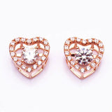 Purple Crystal Heart Pendant Necklace, 14K Rose Gold Elegant Dinner Jewelry