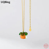 925 Silver Persimmon Pendant Necklace Fruit Jewelry