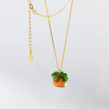 925 Silver Persimmon Pendant Necklace Fruit Jewelry