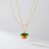 925 Silver Persimmon Pendant Necklace Fruit Jewelry