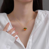 925 Silver Persimmon Pendant Necklace Fruit Jewelry