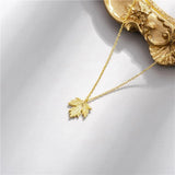 925 Silver Japanese Maple Leaf Necklace Woman Engagement Jewelry