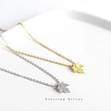 925 Silver Japanese Maple Leaf Necklace Woman Engagement Jewelry