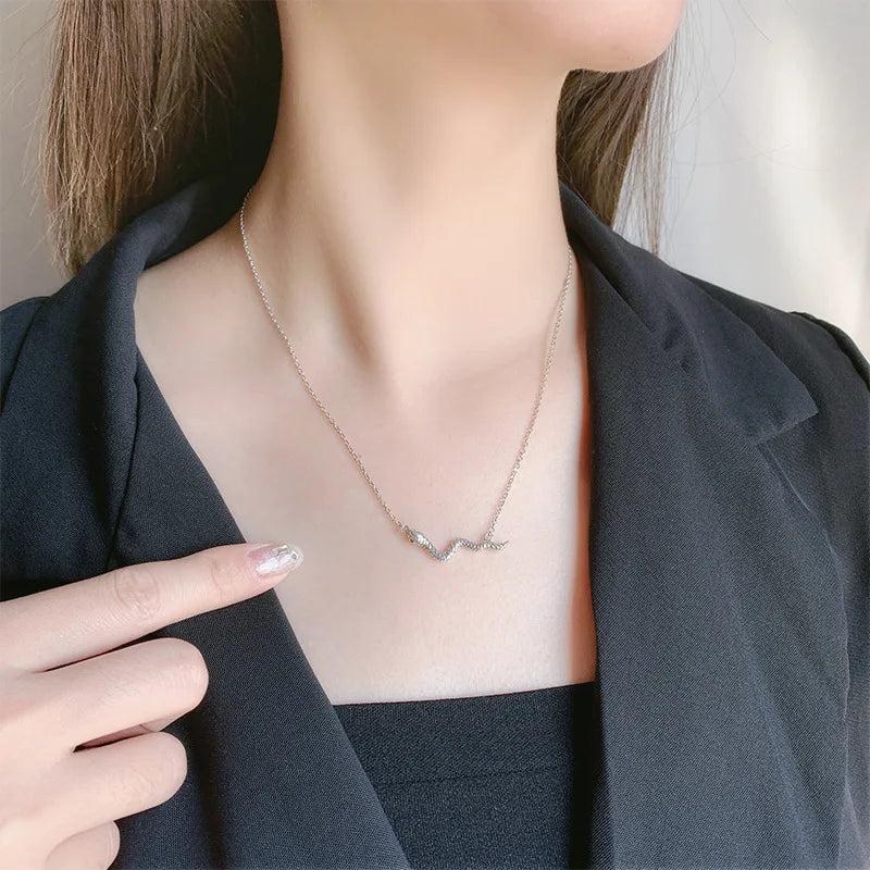925 Silver Geometric Snake Choker Necklace Women Fine Jewelry