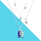 925 Silver Pendant Necklace Hamasa Hand Eyes Ocean Sea Turtle Starfish