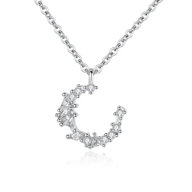 Moon Zircon Necklace - 925 Sterling Silver