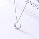 Moon Zircon Necklace - 925 Sterling Silver