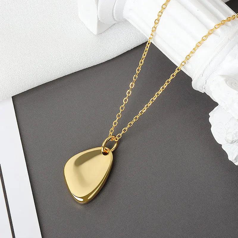 925 Silver Women Pendant Chain Smooth Geometry Necklace