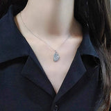 925 Silver Women Pendant Chain Smooth Geometry Necklace
