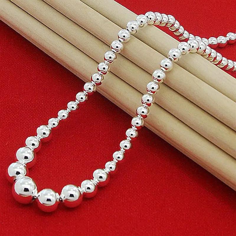 925 Silver Bead Ball Necklace for Women