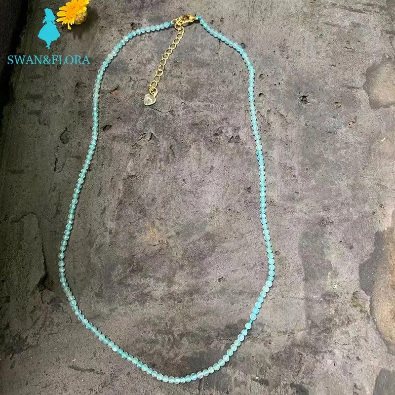 Natural Apatite Choker Necklace Gemstone Women High Jewelry