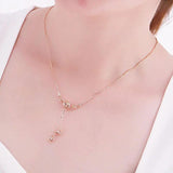 Purple Plated 14K Rose Bead Tassel Necklace Pendant