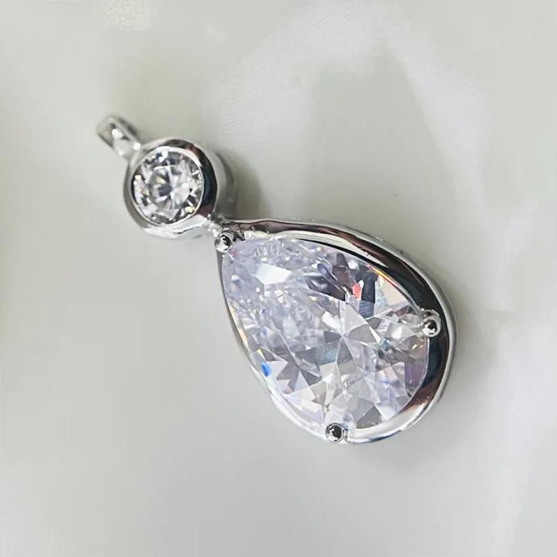 925 Silver Crystal Necklace with Zircon Pendants