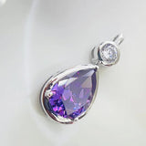 925 Silver Crystal Necklace with Zircon Pendants