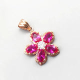 14k Rose Ruby Flower Pendant Necklace Sweet Wedding Jewelry