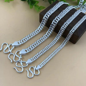 925 Silver Male Punk Necklace Chain Light Smooth Wide Chain Necklace for Man Boy