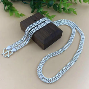 925 Silver Male Punk Necklace Chain Light Smooth Wide Chain Necklace for Man Boy