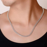 925 Silver Male Punk Necklace Chain Light Smooth Wide Chain Necklace for Man Boy