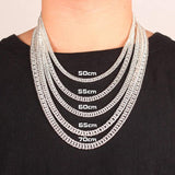 925 Silver Male Punk Necklace Chain Light Smooth Wide Chain Necklace for Man Boy