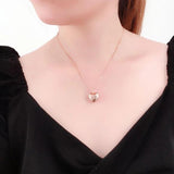 14K Rose Plated Purple Peach Heart Pendant Romantic Wedding Jewelry